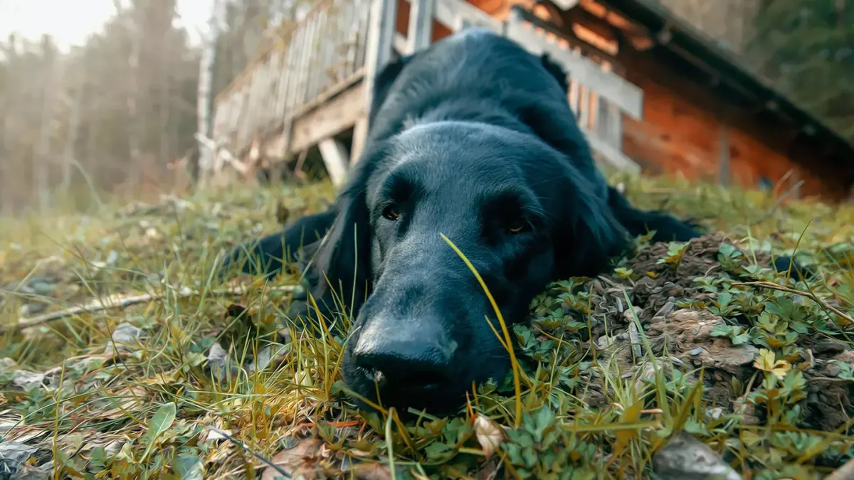 Dog resting at home